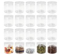 Bofanze 20 Piezas 100ml Tarros Redondos con Tapa Tarro de Plástico con Tapa Bote Transparente de Plástico Envases para Cosmetica Contenedor Alimentos Pequeño para Dulces, Cereales, Mermeladas, Perlas