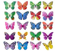 Bofanze 40 Piezas Mariposas Decorativas Doble con Pinza, De dos capas, 12cm Mariposa en 3d para Decoración, Grande mariposa de PVC para Decoración de Habitación Infantil, Mesa de Comedor, Oficina