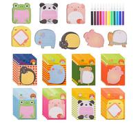 Bofanze 40 Piezas Notas Adhesivas Niños Notas Adhesivas Lindos Animales,800 Hojas Sticky Notes Bonitas,Mini Bloc de Notas Autoadhesivas de Animales con 12 Bolígrafos para Refrigeradores, Libros