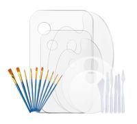 Bofanze 6 Piezas Paleta Pintura Metacrilato Transparente con Agujero para el Pulgar Antiadherentes Paleta Oleopaleta Mezcla Acuarela con Pinceles y Raspadores para Pintura Artística Universal Manualid