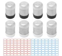 Bofanze 8 PCS Mini Salero de Acero Inoxidable Saleros Pequeños con Tapa Pequeños Saleros con Agujeros Mini Saleros de Cocina Salero y Pimienta con 2 Hojas de Etiqueta para Acampar