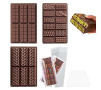 Bofanze Molde Chocolate Tableta Profunda, 3 Piezas Antiadherente Molde Silicona para Chocolate Dubai, 3 Estilos de Moldes Rectangular para Chocolate Praliné, Turron, Gofres