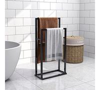 BOFENG Toallero de 2 Niveles, Color Negro, Soporte de Metal de Acero, Moderno, Escalera de 2 Barras, rieles de Secado Resistentes al óxido, Organizador de Accesorios de Almacenamiento de baño para