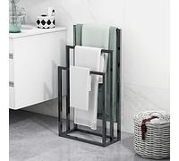 BOFENG Toallero de Metal Negro de 3 Niveles, Cromado, Alto, Industrial, Moderno, Independiente, para Accesorios de baño, Organizador para Almacenamiento de baño y Toallas de Mano, toallitas, Junto a