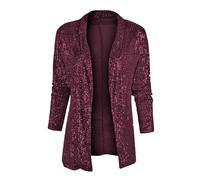 BOFETA Mujer Chaquetas De Fiesta De Frente Abierto Sparkle Sequin Blazer Cocktail Casual Suit Jacket Vino Tinto L