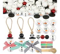BOFUNX 120pcs Cuentas de Madera Navidad Bolas Madera Manualidades 20mm con Agujero Abalorios Madera Adornos Navideños Bolas Navideñas para Colgantes Árbol Navidad Casa