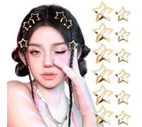 BOFUNX 12pcs Pinzas para el Pelo con Diseño de Estrella Y2K Clips de Metal Horquillas Antideslizantes Accesorios para el Cabello para Mujeres Niñas