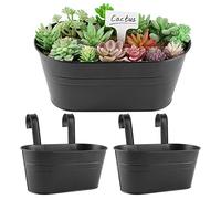 BOFUNX 2 PCS Maceta de Metal Colgante con Soporte Extraíble Cubo Macetero Plantador con Gancho Doble Decoración Exterior Balcón Jardín Patio Pared Terraza para Flores y Plantas