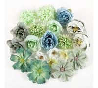 BOFUNX 20 Cabezas Flores Artificiales Mixtos Flores Falsas Decorativas Verde de Tela Decoración para DIY Manualidades de Boda Corona Nupcial Pared Fiesta Hogar