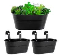 BOFUNX 2pcs Macetas de Metal Colgante con Soporte Extraíble Cubo Macetero Plantador con Gancho Doble Decoración Exterior Balcón Jardín Patio Pared Terraza para Flores y Plantas
