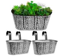 BOFUNX 2pcs Macetas de Metal Colgante con Soporte Extraíble Cubo Macetero Plantador con Gancho Doble Decoración Exterior Balcón Jardín Patio Pared Terraza para Flores y Plantas