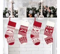 BOFUNX 4pcs Calcetines Navidad Chimenea Medias Navideñas Botas Bolsillos de Colgantes Adornos Navideños Bolsas Regalos Decoración de Fiesta Navidad para Colgar y Llenar
