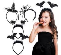BOFUNX 4pcs Diademas Negra para Disfraz Halloween Accesorios de Cabello Disfraces Cosplay de Fiesta Halloween Carnaval para Mujer Niña Adultos (A)