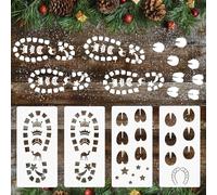 BOFUNX 4pcs Plantillas de Huellas Reyes Magos y Camellos Huellas de Botas de Reyes Magos Camello Reutilizables Plantillas Navideñas Decoración para Navidad Día de Reyes