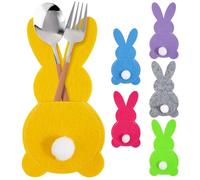 BOFUNX 6pcs Porta Cubiertos de Fieltro de Pascua Bolsitas para Cubiertos Cuchillo Cuchara Tenedor Bolsas Adornos en Forma de Huevo de Pascua Decoración de Mesa para Fiesta Cena