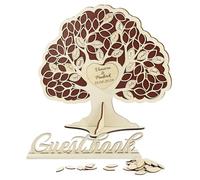 BOFUNX Libro Firmas Boda de Visitas para Invitados en Árbol de la Vida+81pcs Hojas Madera y Corazón+Bolsa de Organza+Letreo Guest Book Regalo Original Decorazón Fiesta Boda Cumpleaños Baby Shower