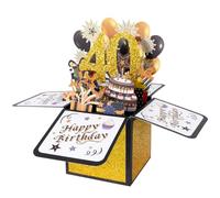 BOFUNX Tarjeta de Felicitación Cumpleaños de 40 Años Pop Up 3D Tarjeta Emergente Regalo Original Creativo para Feliz Cumpleaños a Familias Amigos