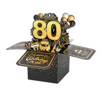 BOFUNX Tarjeta de Felicitación Cumpleaños de 80 Años Pop Up 3D Tarjeta Emergente Regalo Original Creativo para Feliz Cumpleaños a Familias Amigos