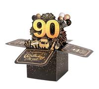 BOFUNX Tarjeta de Felicitación Cumpleaños de 90 Años Pop Up 3D Tarjeta Emergente Regalo Original Creativo para Feliz Cumpleaños a Familias Amigos