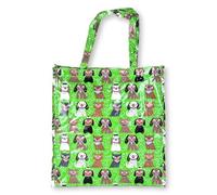 BOGACI Bolsa con cremallera para mujer o niña, de plástico, bolsa de la compra, casual, universal, reutilizable, diseño de gatitos y perros, Fantasía C.3 Verde, Moyen (28 cm x 28 cm x 12 cm)