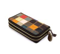 BOGACI Cartera multicolor para mujer niña de 100% piel auténtica capacidad elegante espaciosa amplia con cremallera muchos compartimentos de moda en oferta idea regalo, Fantasía 1, Grande con 2 zip,