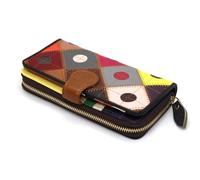 BOGACI Cartera multicolor para mujer niña de 100% piel auténtica capacidad elegante espaciosa amplia con cremallera muchos compartimentos de moda en oferta idea regalo, Fantasía 1, Grande, Moderno