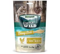 Bogar - Simply Wild - Chuches Gatos - Comida Gatos Complementaria - Snack Cremoso Sabor Pollo - Golosina para Felino Adulto - 5x15g - Ideal para los Momentos de Interacción Diarios