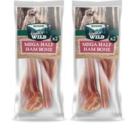 Bogar - Simply Wild - Chuches para Perros - Comida Perros como Complemento Nutricional - Medio Mega Hueso de Jamón x2-100% Cerdo Seco para Mordisquear - Ayuda a la Masticación Prolongada