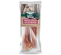 Bogar - Simply Wild - Chuches para Perros - Comida Perros como Complemento Nutricional - Medio Mega Hueso de Jamón x2-100% Cerdo Seco para Mordisquear - Ayuda a la Masticación Prolongada