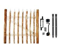 BOGATECO Alta Puerta Jardín de Madera de Granja | Ancho: 100cm | Altura: 100 cm | Distancia Entre Piquetes de Cerca 6-7 cm | Incluye Bisagras y Accesorios | Puerta se Abre hacia la Derecha