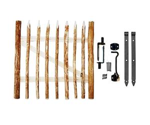 BOGATECO Alta Puerta Jardín de Madera de Granja | Ancho: 100cm | Altura: 100 cm | Distancia Entre Piquetes de Cerca 6-7 cm | Incluye Bisagras y Accesorios | Puerta se Abre hacia la Derecha