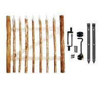 BOGATECO Alta Puerta Jardín de Madera de Granja | Ancho: 100cm | Altura: 120 cm | Distancia Entre Piquetes de Cerca 6-7 cm | Incluye Bisagras y Accesorios | Puerta se Abre hacia la Izquierda