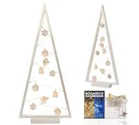 BOGATECO Árbol de Navidad de madera con iluminación LED de 104 cm de altura | Decoración de madera incluida | Decoraciones navideñas | 30 LED |