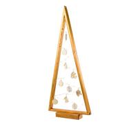 BOGATECO Árbol de Navidad de madera con LED de 104 cm de alto | Decoración de madera incluida | Decoraciones navideñas | 100 LED |