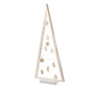 BOGATECO Árbol de Navidad de madera con LED de 104 cm de alto | Decoración de madera incluida | Decoraciones navideñas | 100 LED |