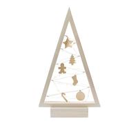BOGATECO Árbol de Navidad de madera con LED de 52 cm de alto | Decoración de madera incluida | Decoraciones navideñas | 20 LED |