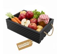 BOGATECO Caja de Madera Natural | 50 cm x 35 cm x 14,5 cm | Decorativa y de Almacenamiento | Para Frutas y Otros Usos