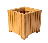 BOGATECO Jardinera de madera | Jardinera | Maceta 25 x 25 x 25 cm | Maceta de hierbas para el hogar jardín balcón terraza | Maceta con inserto de plástico | impregnada | marrón claro