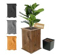 BOGATECO Jardinera de madera | Jardinera | Maceta 40 x 25 x 25 cm | Maceta para el hogar jardín balcón terraza | Maceta con inserto de plástico | impregnada | marrón oscuro