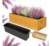 BOGATECO Jardinera de madera | Jardinera | Maceta 44 x 20 x 14,5 cm | Maceta para el hogar jardín balcón terraza | Maceta con inserto de plástico | impregnada | marrón claro