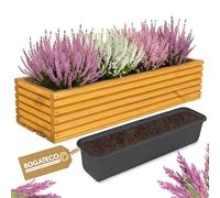 BOGATECO Jardinera de Madera | Maceta 64 x 20 x 14,5 cm | Para Hogar, Jardín, Balcón, Terraza | Con Inserto de Plástico | Impregnada | Marrón Claro