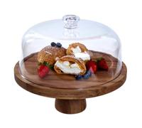 BOGAZY Tartas Soporte For Tartas Redondo De Madera Acacia con Tapa Acrílico Expositor Soporte