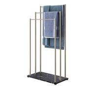 BOGAZY Toallero Toallero De Hierro 3 Niveles con Base Mármol, Soporte Toalla Suelo Independiente, Metal para Cuarto Baño Y Lavandería Independiente(Gold+Black,55 * 30 * 105cm)