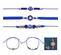 BOGCLEE 5 Piezas Protección Mal de Ojo, Pulseras de Mal de Ojo, Tejido a Mano Amuleto Suerte para Mujer y Hombre