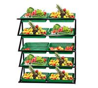 BOGDTF Estante para Verduras de 4/5 Capas, Estante de exhibición de Frutas y Verduras para supermercado, Soporte de Mercado de Productos Frescos con 8/10 cestas para despensa minorista, Tiendas de