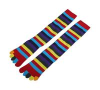 BOGEEL Calcetines de pantorrilla de 5 dedos para mujer, con estampado de rayas coloridas y arcoíris