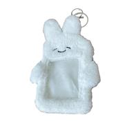 BOGEEL Funda de felpa suave para tarjetas fotográficas de identificación y crédito con llavero con colgante de dibujos animados de 7,6 cm, protector de tarjetas para la escuela