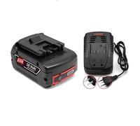 BOGJFC Batería Li Ion 18V 12Ah Compatible Con Bosch Pack De Reemplazo Para BAT609 BAT618 BAT620 Para Taladros Sierras Y Herramientas De Jardín Formato Prismático Rojo Negro(1PCS Battery Charger)