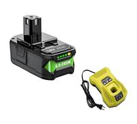 BOGJFC Batería Li Ion 18V 6Ah Pack Compatible Con Ryobi P108 Reemplazo Para P113 P114 P116 P117 P118 P119 P125 Herramientas Sin Cable Taladro Sierra Atornillador(1 battery 1 charger)