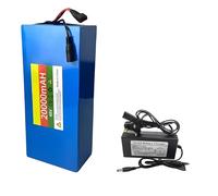 BOGJFC Batería Li Ion 48V 20Ah Para Bicicleta Eléctrica Patinete Triciclo Moto Y Alimentación De Respaldo Con BMS Integrado 13S6P 18650 20A Descarga Cargador 54.6V 2A Enchufe T DC Azul